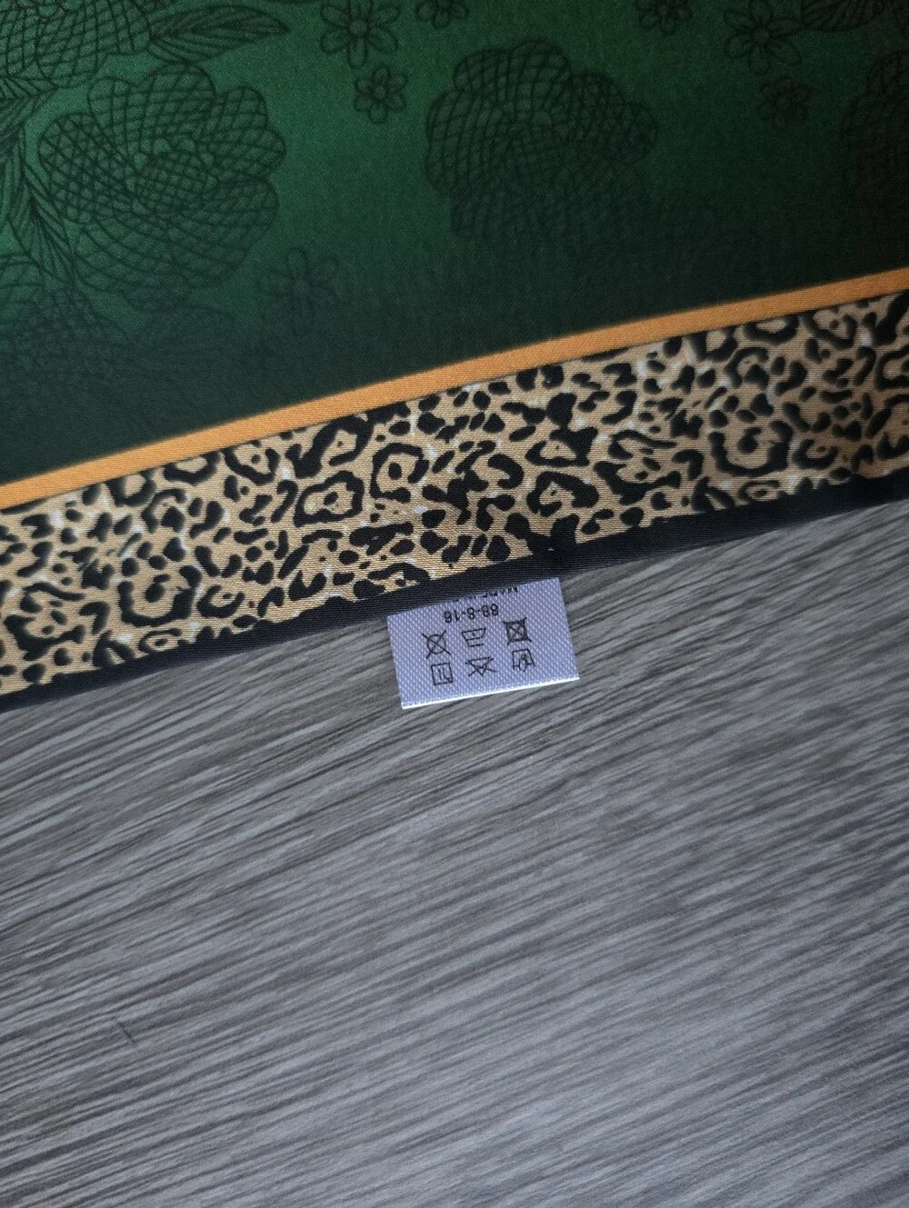 Emerald Green Leopard Print Long Satin Like Scarf Hair Wrap Polyester Jewel Tone